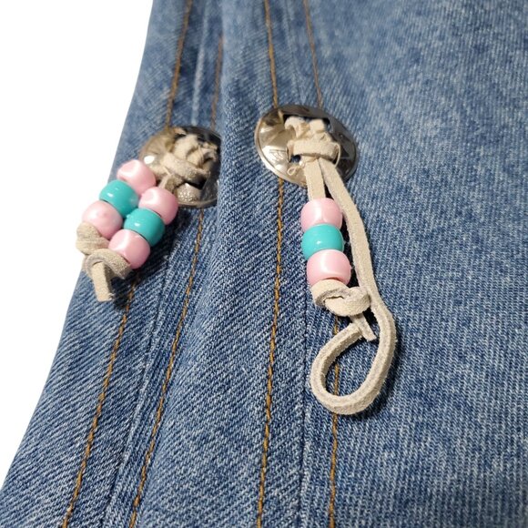 Geoffrey Hunter Size L Skirt Midi Flared Denim Beaded Cowgirl Western VTG 80s - Picture 13 of 13